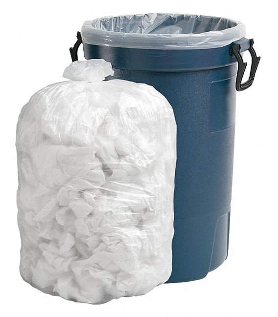 AbilityOne Trash Bag, 45 gal., HDPE, Coreless Roll, Clear, PK 250 - 8105-01-517-1345