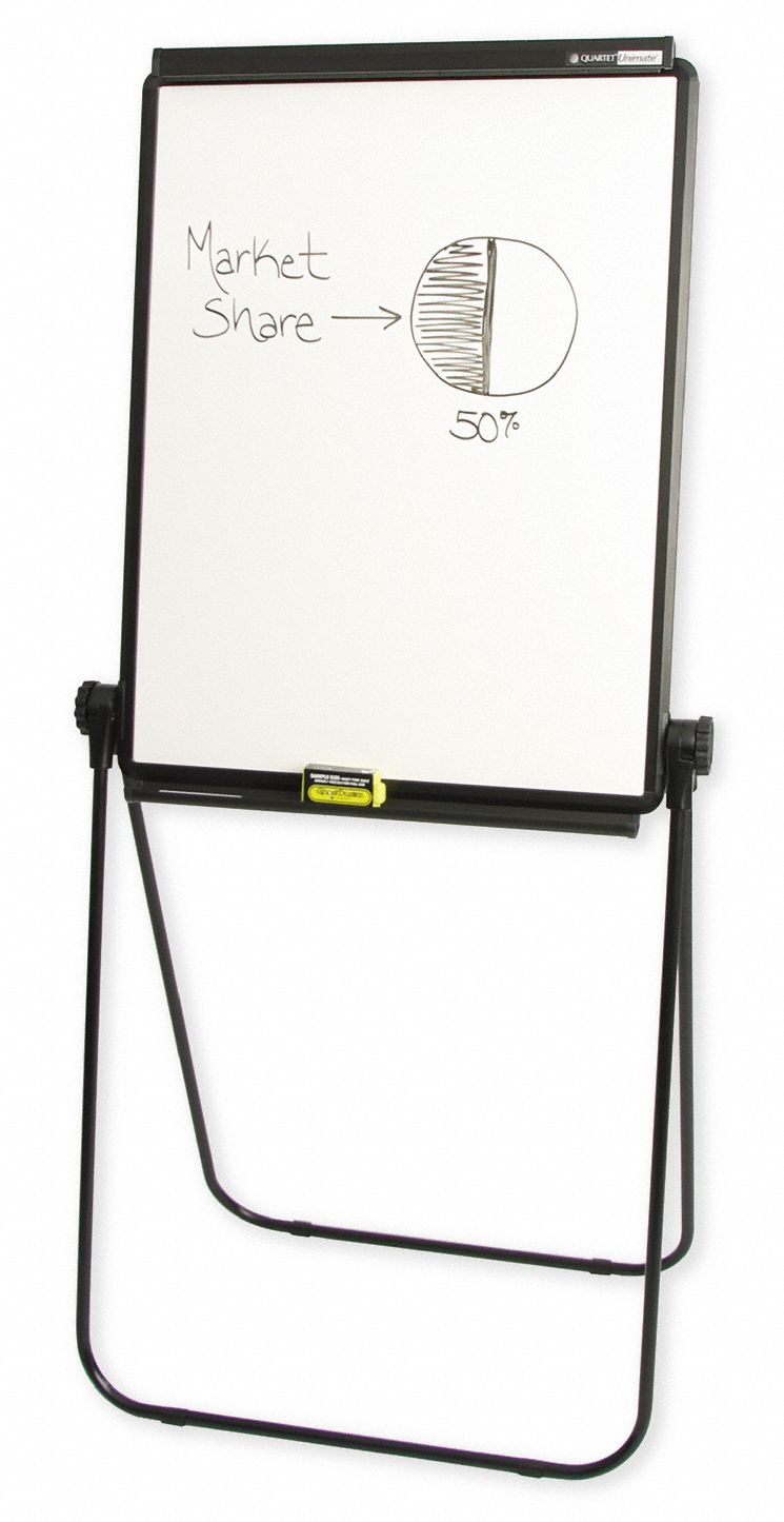 Quartet Gloss-Finish Melamine Dry Erase Board, Easel Mounted, Portable/Carry, 34"H x 26"W, White - 100TE