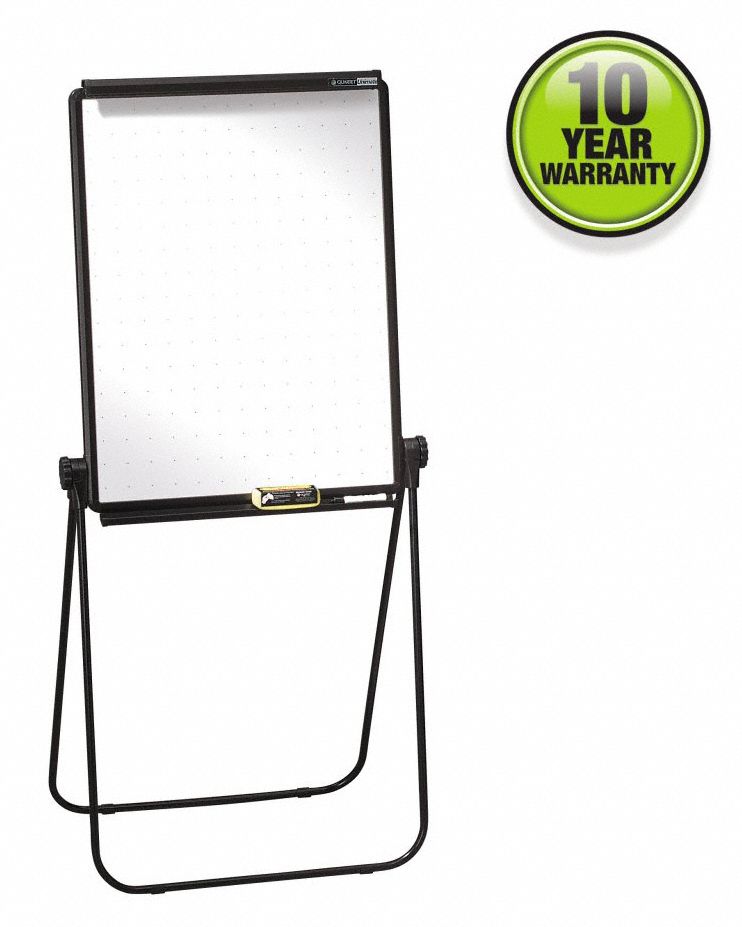 Quartet Gloss-Finish Melamine Dry Erase Board, Easel Mounted, Portable/Carry, 34"H x 26"W, White - 100TE