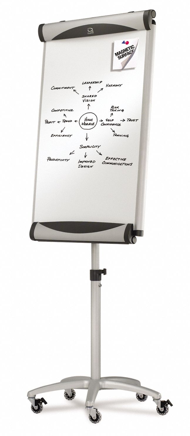 Quartet Gloss-Finish Porcelain Dry Erase Board, Easel Mounted, Mobile/Casters, 41 inH x 27 inW, White - EU2000TE