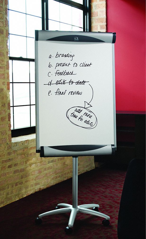 Quartet Gloss-Finish Porcelain Dry Erase Board, Easel Mounted, Mobile/Casters, 41 inH x 27 inW, White - EU2000TE