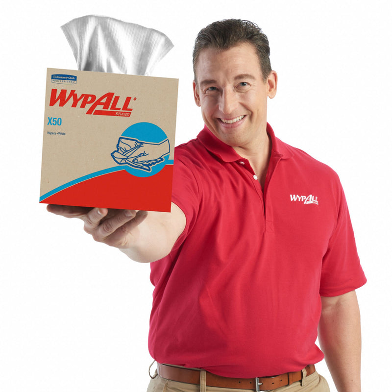 Wypall Dry Wipe, WYPALL X50, 9 in x 12-1/2 in, Number of Sheets 176, White, PK 10 - 83550