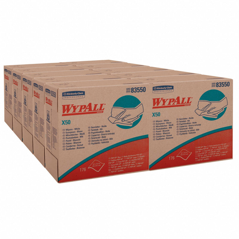 Wypall Dry Wipe, WYPALL X50, 9 in x 12-1/2 in, Number of Sheets 176, White, PK 10 - 83550