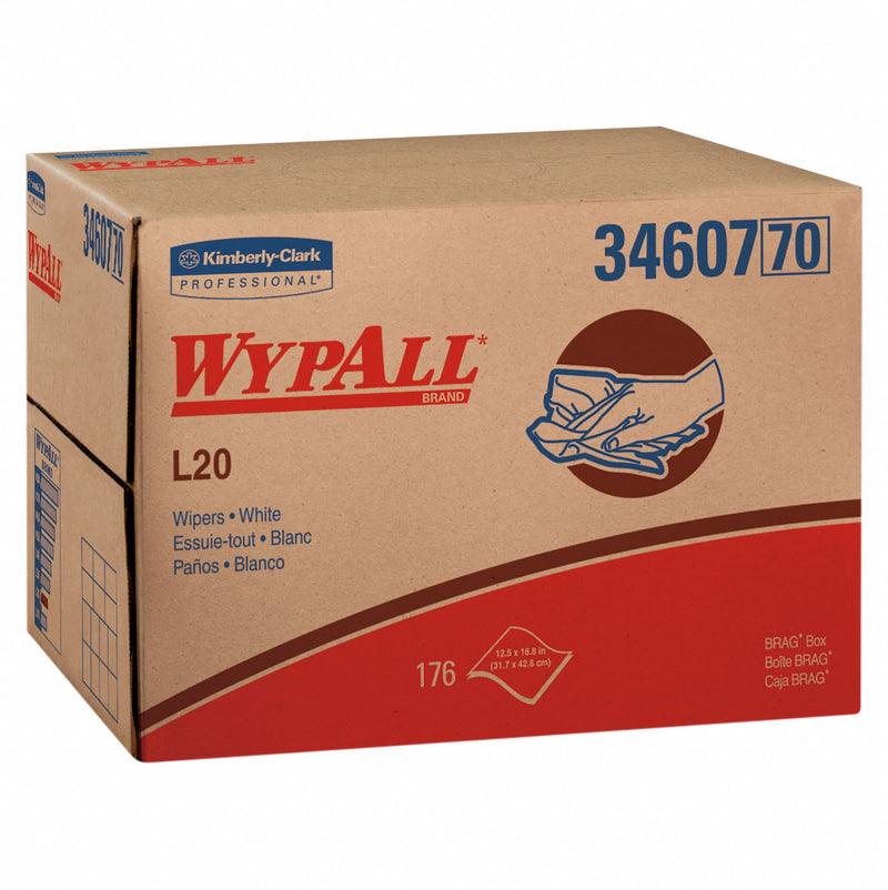 Wypall Dry Wipe, WYPALL L20, 12-1/2" x 16-3/4", Number of Sheets 176, White - 34607