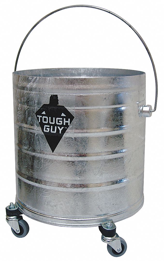 Tough Guy Bucket, 8 gal., Silver - 2W317