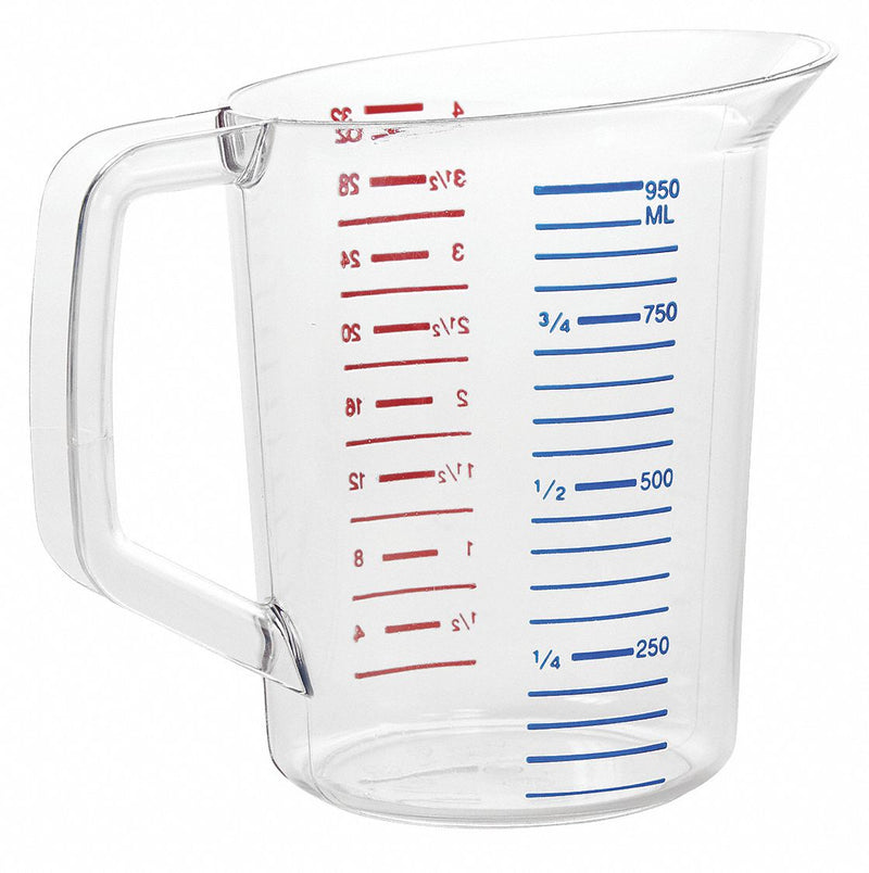 Rubbermaid Measuring Cup, 1 qt. Capacity, BPA Free Polycarbonate, Clear - FG321600CLR