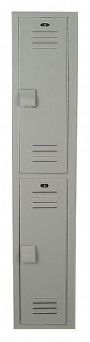 Bradley Gray Wardrobe Locker, (1) Wide, (2) Tier Openings: 2, 12 in W X 15 in D X 60 in H - LK1215602HV-200