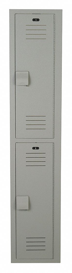 Bradley Gray Wardrobe Locker, (1) Wide, (2) Tier Openings: 2, 12 in W X 15 in D X 60 in H - LK1215602HV-200