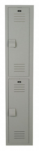 Bradley Gray Wardrobe Locker, (1) Wide, (2) Tier Openings: 2, 12 in W X 15 in D X 72 in H - LK1215722HV-200
