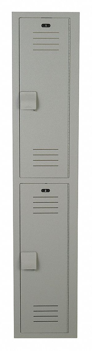 Bradley Gray Wardrobe Locker, (1) Wide, (2) Tier Openings: 2, 15 in W X 18 in D X 72 in H - LK1518722HV-200