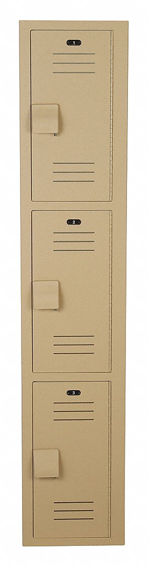 Bradley Beige Wardrobe Locker, (1) Wide, (3) Tier Openings: 3, 12 in W X 12 in D X 72 in H - LK1212723HV-202