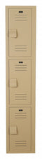 Bradley Beige Wardrobe Locker, (1) Wide, (3) Tier Openings: 3, 12 in W X 15 in D X 60 in H - LK1215603HV-202