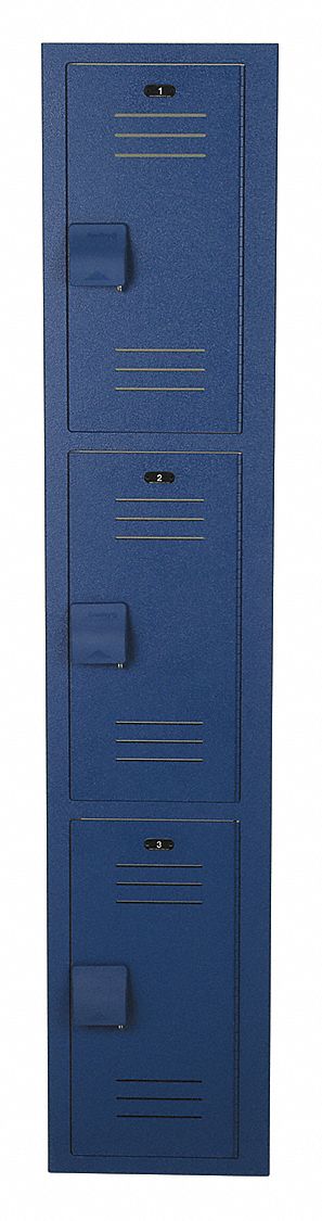 Bradley Deep Blue Wardrobe Locker, (1) Wide, (3) Tier Openings: 3, 12 in W X 15 in D X 60 in H - LK1215603HV-203