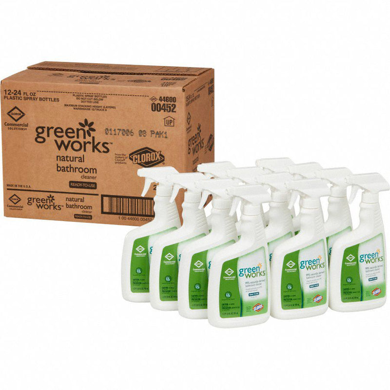 Green Works Bathroom Cleaner, 24 oz. Cleaner Container Size, Trigger Spray Bottle Cleaner Container Type - 452