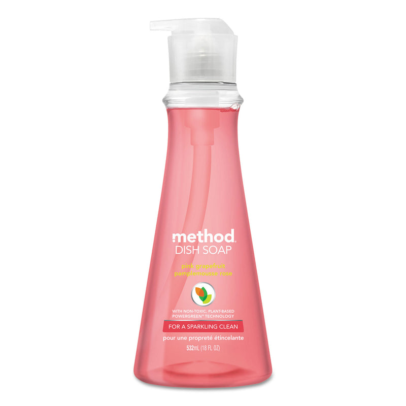 Method Dish Soap Pump, Pink Grapefruit Scent, 18 Oz Pump Bottle, 6/Carton - MTH00729CT