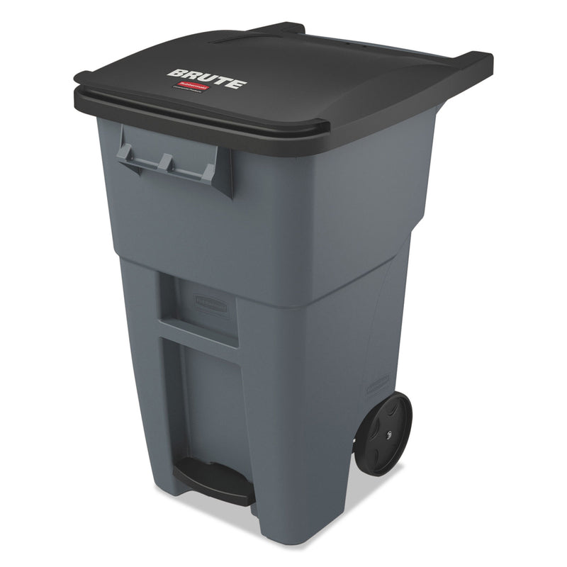 Rubbermaid Brute Step-On Rollouts, Square, 50 Gal, Gray - RCP1971956
