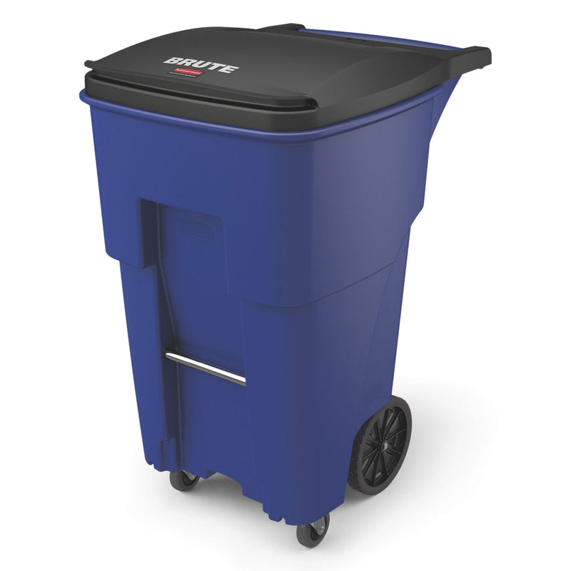 Rubbermaid Brute Rollouts With Casters, Square, 65 Gal, Blue - RCP1971973
