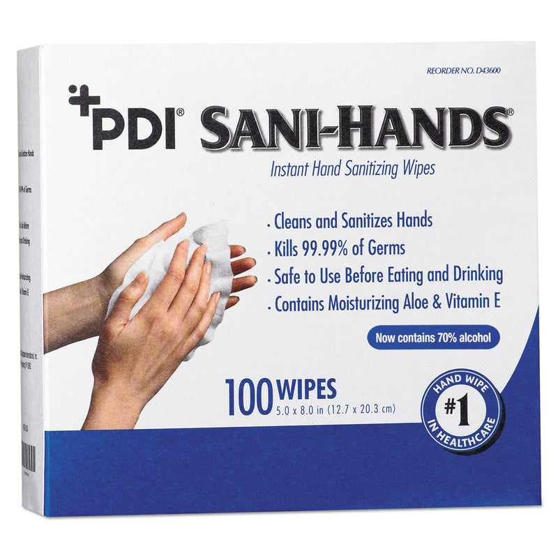 Sani Professional Pdi Sani-Hands Instant Hand Sanitizing Wipes, 8 X 5, 1000 Per Carton - NICD43600