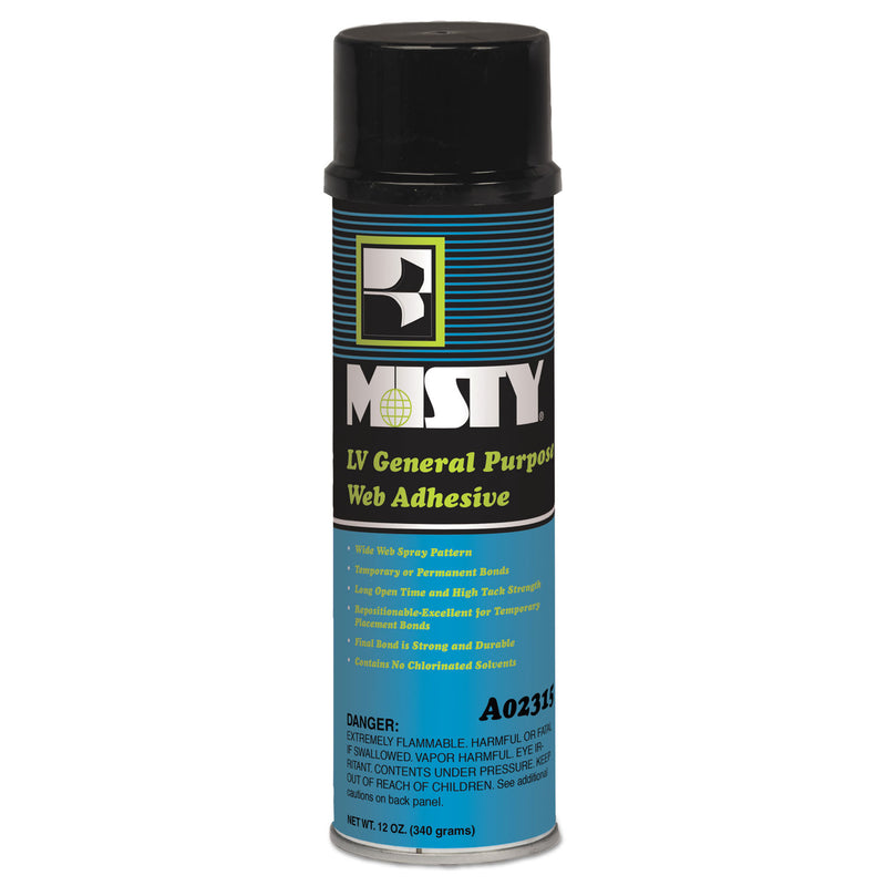 Misty Heavy-Duty Adhesive Spray, 12 Oz, Dries Clear, 12/Carton - AMR1049313