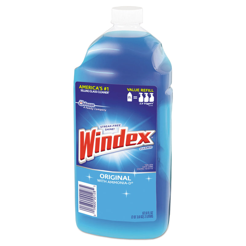 Windex Glass Cleaner With Ammonia-D, 67.6Oz Refill, Unscented, 6/Carton - SJN316147