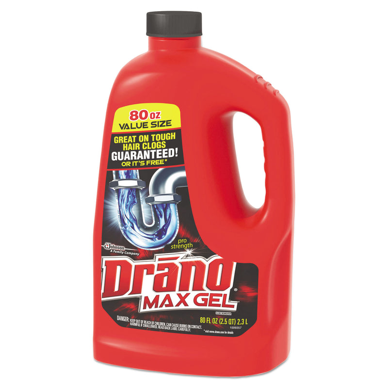 Drano Max Gel Clog Remover, 2.5Qt Bottle, 6/Carton - SJN693772