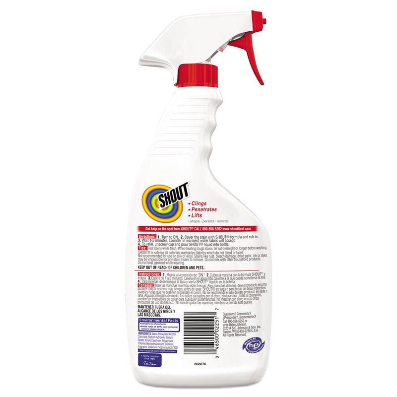 Shout Laundry Stain Remover, 22Oz Spray Bottle, 12/Carton - SJN652463