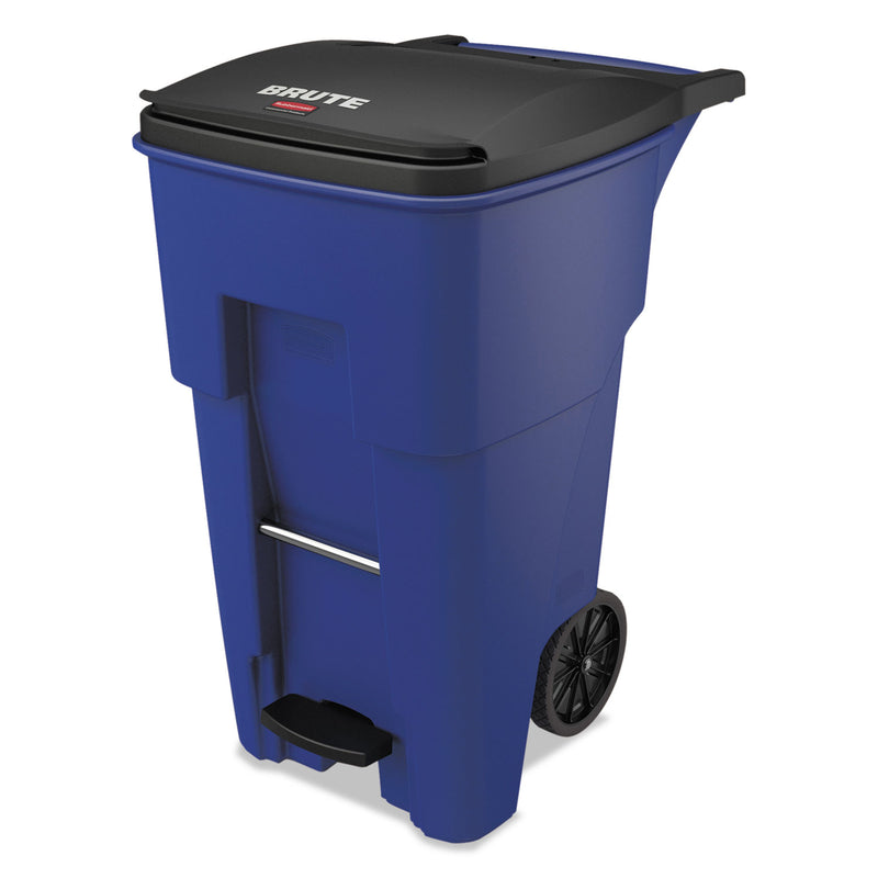 Rubbermaid Brute Step-On Rollouts, Square, 65 Gal, Blue - RCP1971970