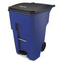 Rubbermaid Brute Step-On Rollouts, Square, 95 Gal, Blue - RCP1971993