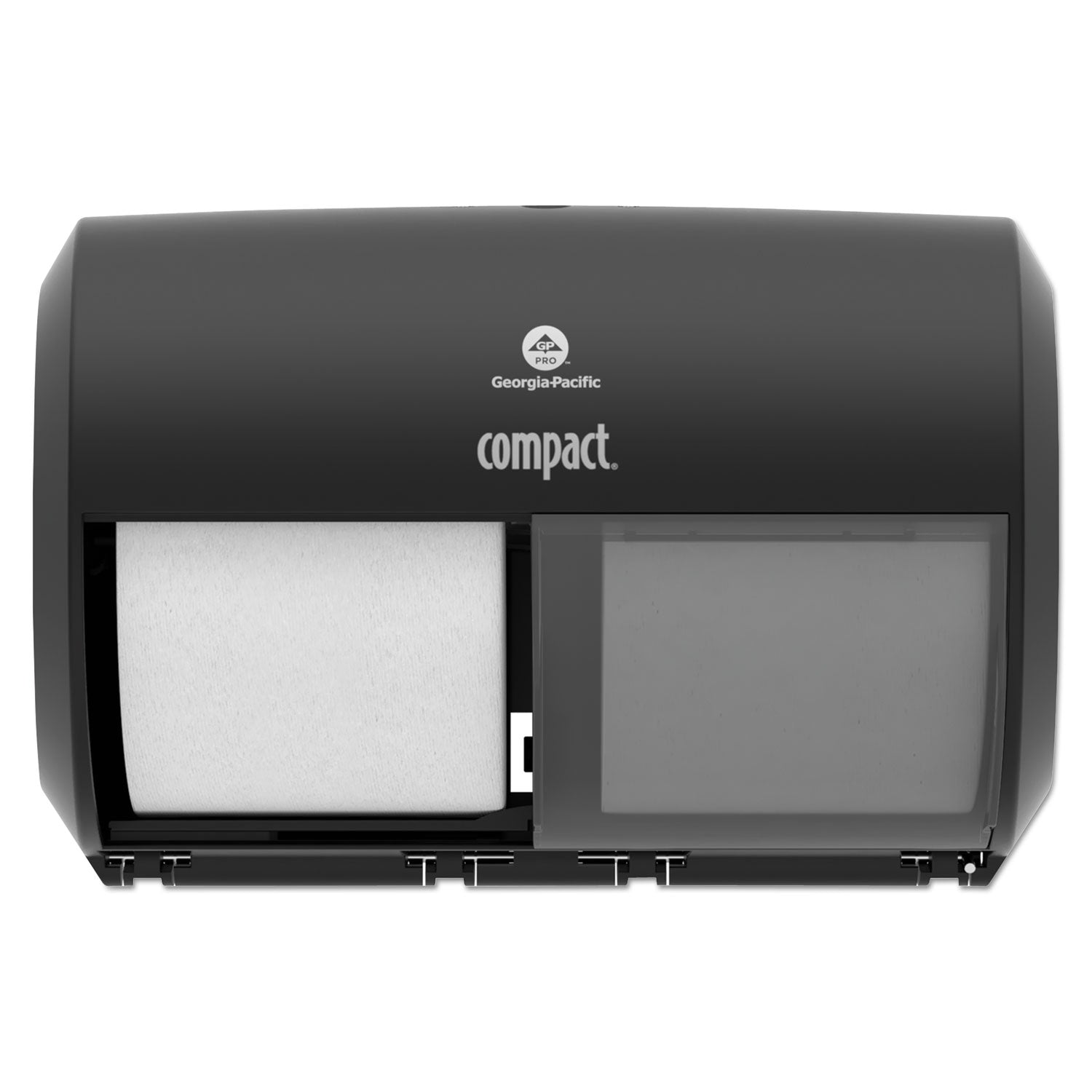 Georgia-Pacific Compact Coreless Side-By-Side 2-Roll Tissue Dispenser, 11.5 X 7.625 X 8, Black - GPC56784A