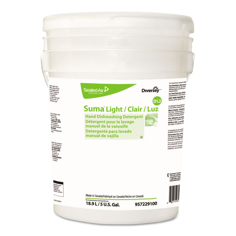 Diversey Suma Light D1.2 Hand Dishwashing Detergent, Liquid, Citrus, 5 Gal Pail - DVO957229100