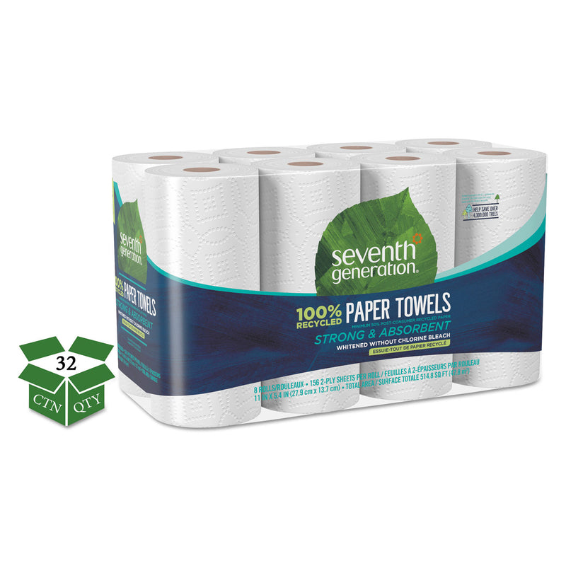 Seventh Generation 100% Recycled Paper Towel Rolls, 2-Ply, 11 X 5.4 Sheets, 156 Sheets/Rl, 32Rl/Ct - SEV13739CT