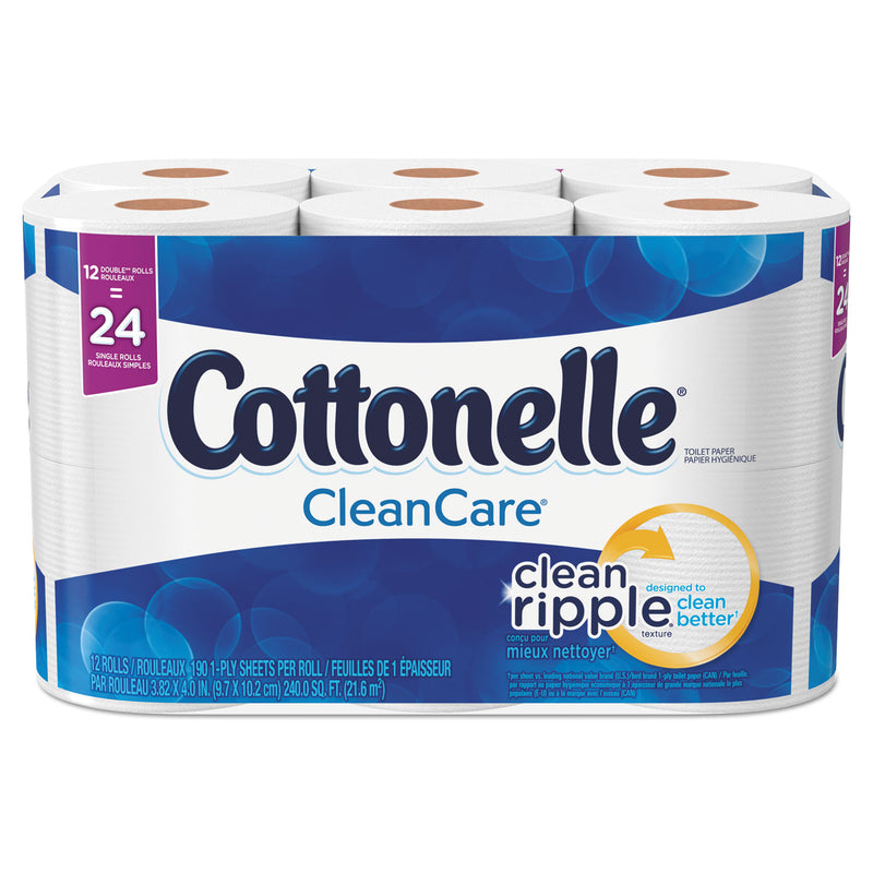 Cottonelle Clean Care Bathroom Tissue, Septic Safe, 1-Ply, White, 170 Sheets/Roll, 12 Rolls/Pack - KCC12456PK