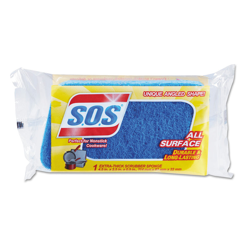 S.O.S All Surface Scrubber Sponge, 2 1/2 X 4 1/2, 1" Thick, Blue, 12/Carton - CLO91017
