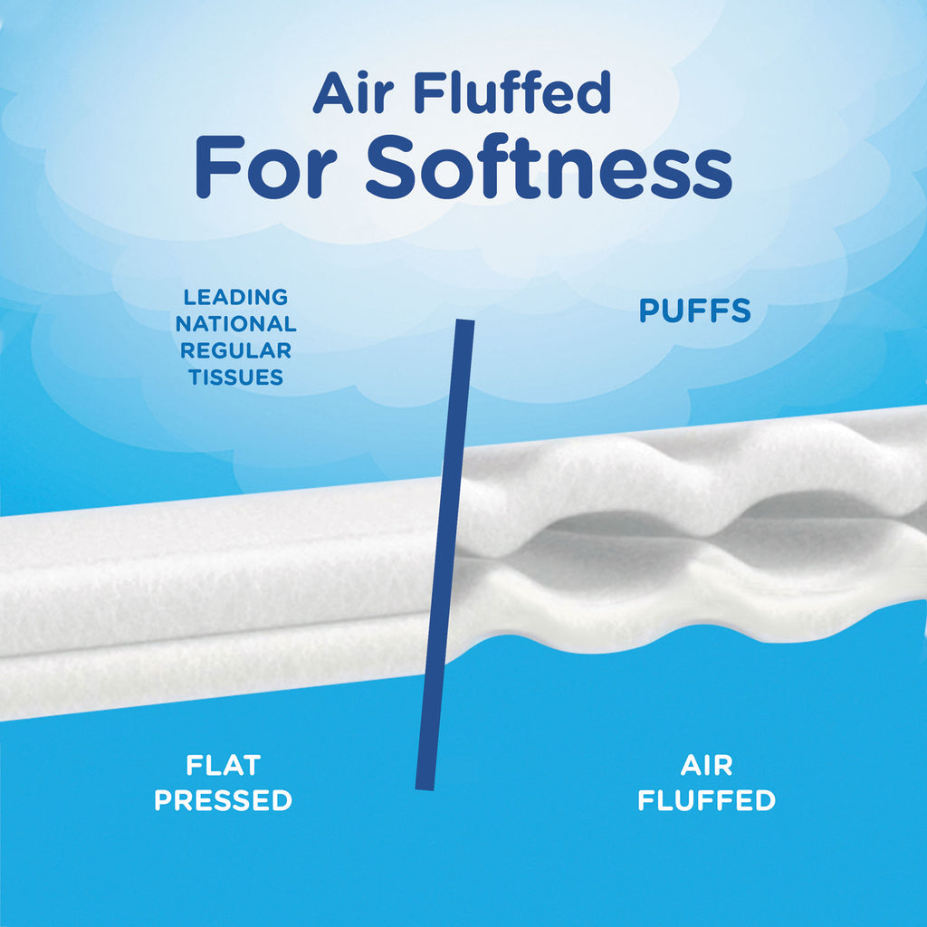 Puffs Facial Tissue, 2-Ply, White, 64 Sheets/Box, 24 Boxes/Carton ...