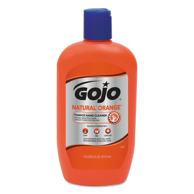 GOJO Natural Orange Pumice Hand Cleaner, Citrus, 14 Oz Bottle, 12/Carton - GOJ095712CT