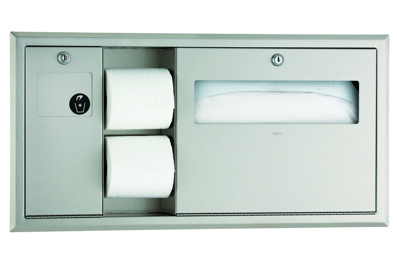 Bobrick B-30919 Surface-Mtd Toilet Tissue, Seat-Cover Dispenser and Waste Disposal, Left