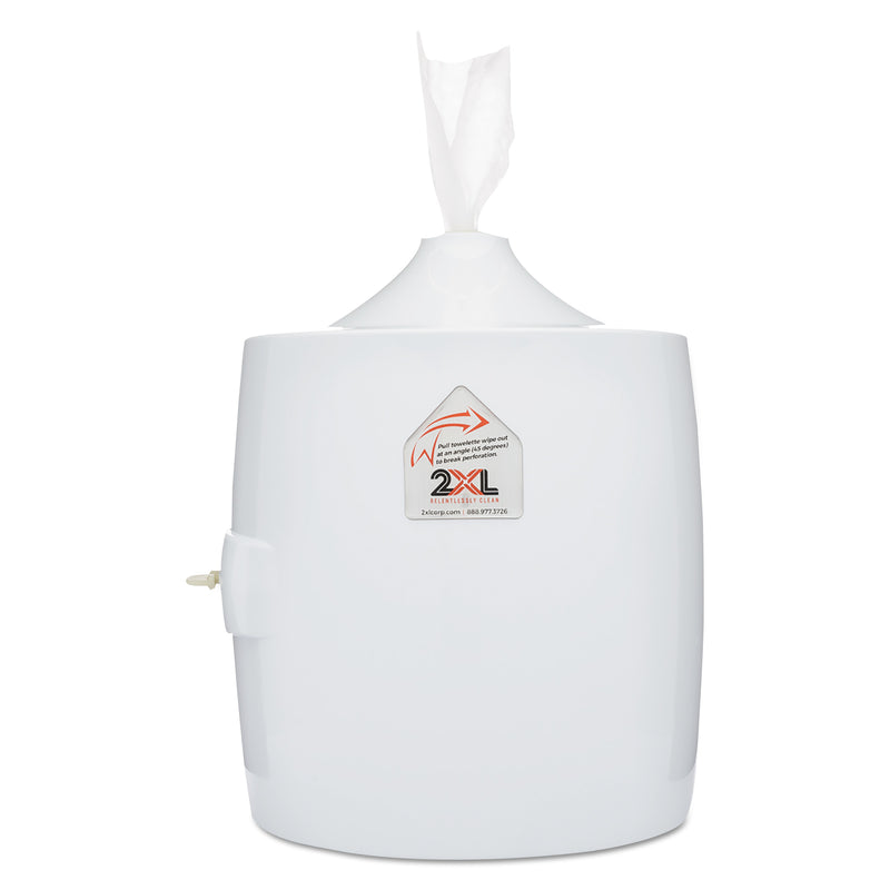 2XL Contemporary Wall Mount Wipe Dispenser, Plastic, 11" X 11" X 13", White - TXLL82