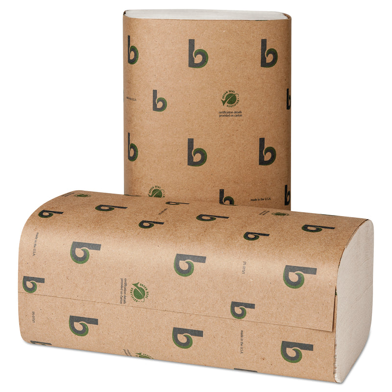 Boardwalk Boardwalk Green Single-Fold Towels, Natural White,9 1/8X10 1/4, 250/Pk,16 Pks/Ct - BWK52GREEN