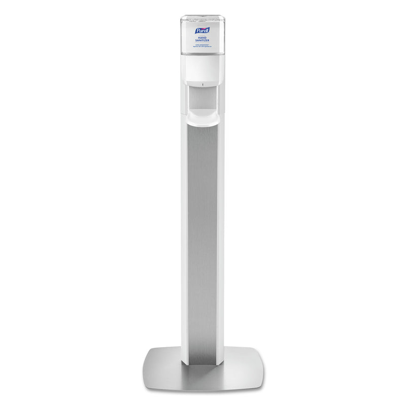 Purell Messenger Es6 Floor Stand With Dispenser, 1200 Ml, 13.16" X 16.63" X 51.57", Silver/White - GOJ7306DSSLV