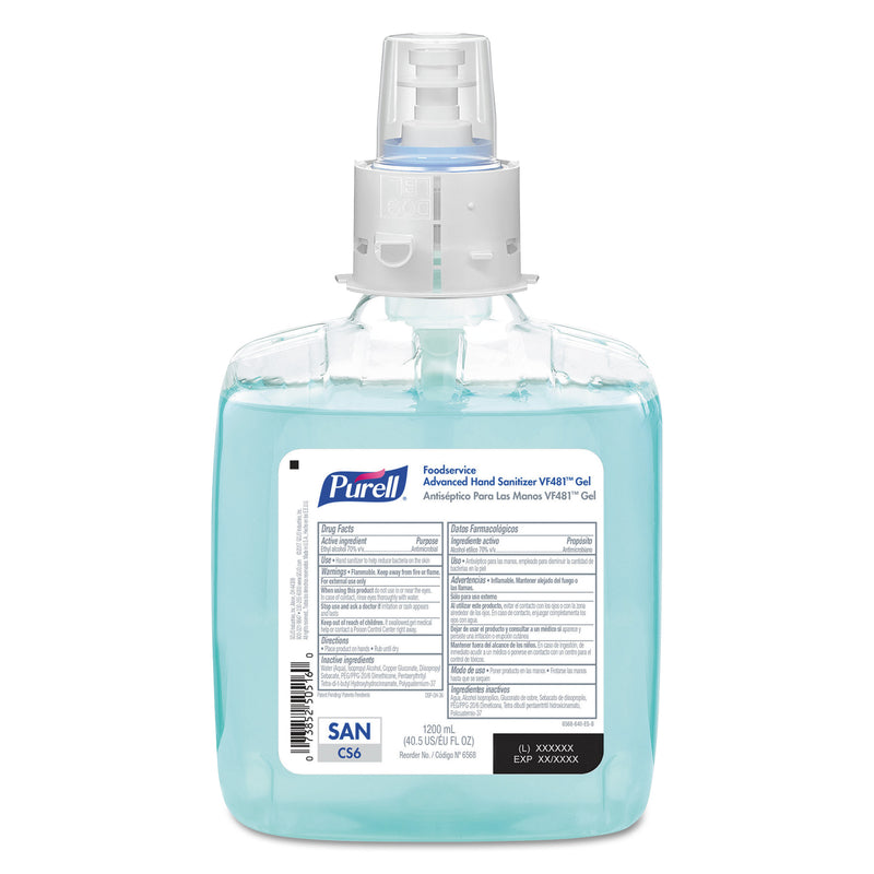 Purell Foodservice Advanced Hand Sanitizer Vf481 Gel, 1200 Ml, For Cs6 Dispensers, 2/Carton - GOJ656802