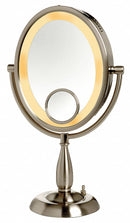 See All Industries Oval Nickel Lighted Makeup Mirror, Corded Plugin - HLNTP1015V