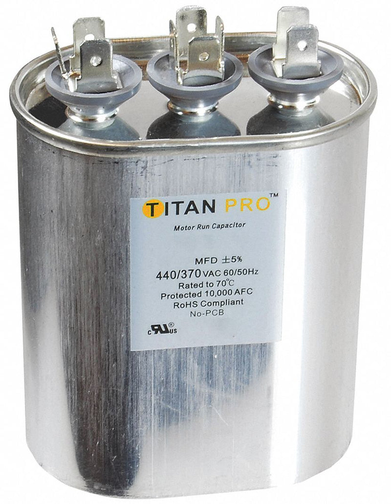 Titan Pro Oval Motor Dual Run Capacitor,25/5 Microfarad Rating,370-440VAC Voltage - TOCFD255