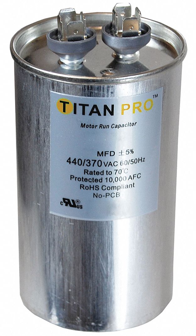 Titan Pro Round Motor Run Capacitor,35 Microfarad Rating,370-440VAC Voltage - TRCF35