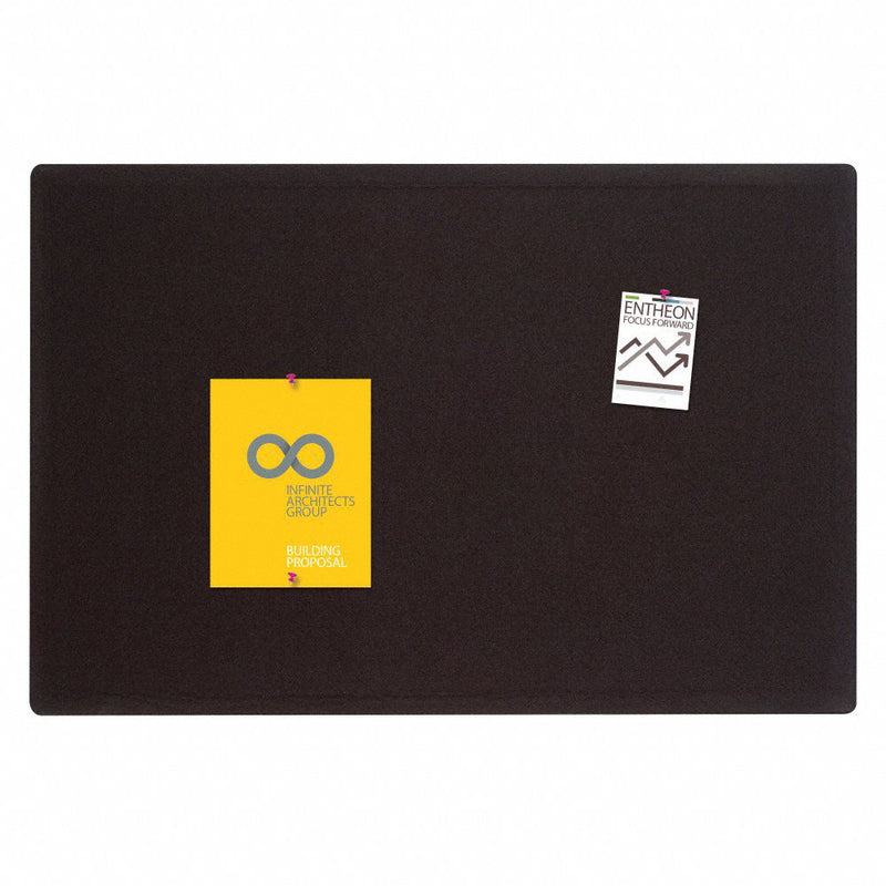 Quartet Push-Pin Bulletin Board, Fabric/Fiberboard, 36"H x 48"W, Black - 7684BK