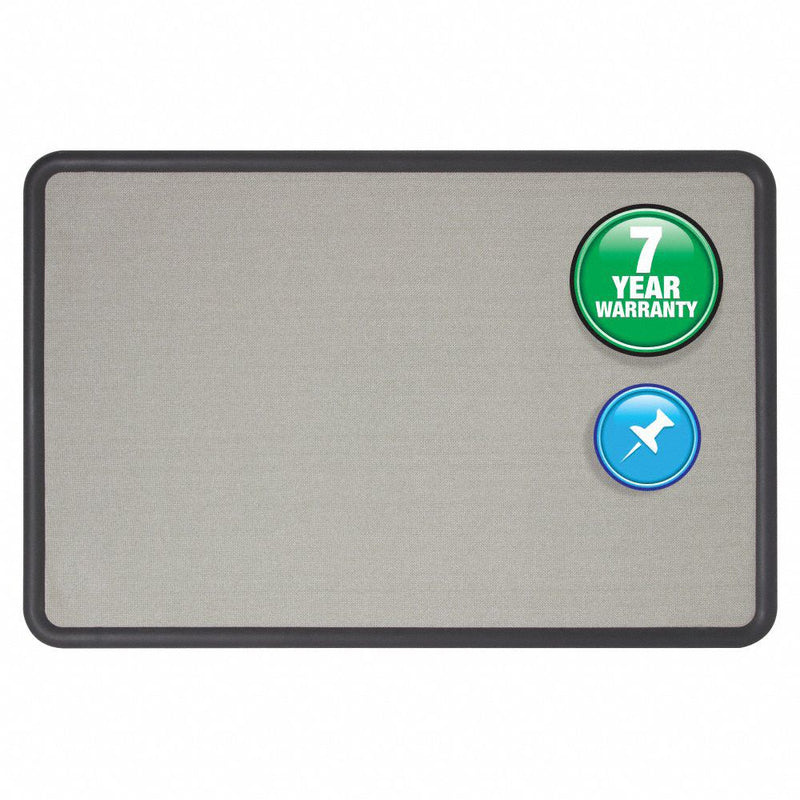 Quartet Push-Pin Bulletin Board, Fabric/Fiberboard, 36"H x 48"W, Gray - 7694G