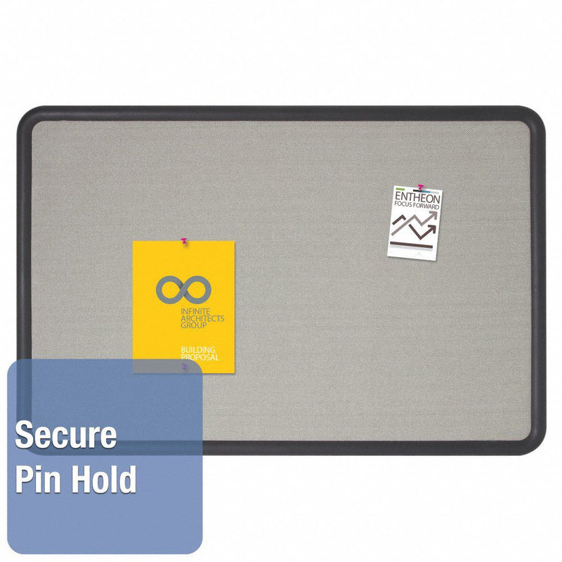 Quartet Push-Pin Bulletin Board, Fabric/Fiberboard, 36"H x 48"W, Gray - 7694G