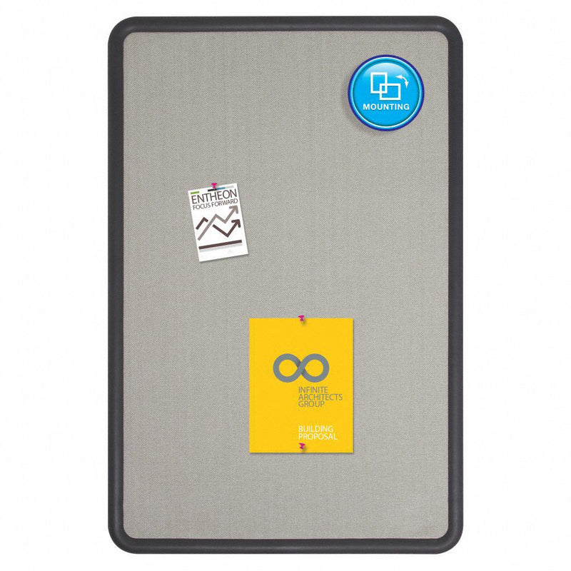 Quartet Push-Pin Bulletin Board, Fabric/Fiberboard, 36"H x 48"W, Gray - 7694G