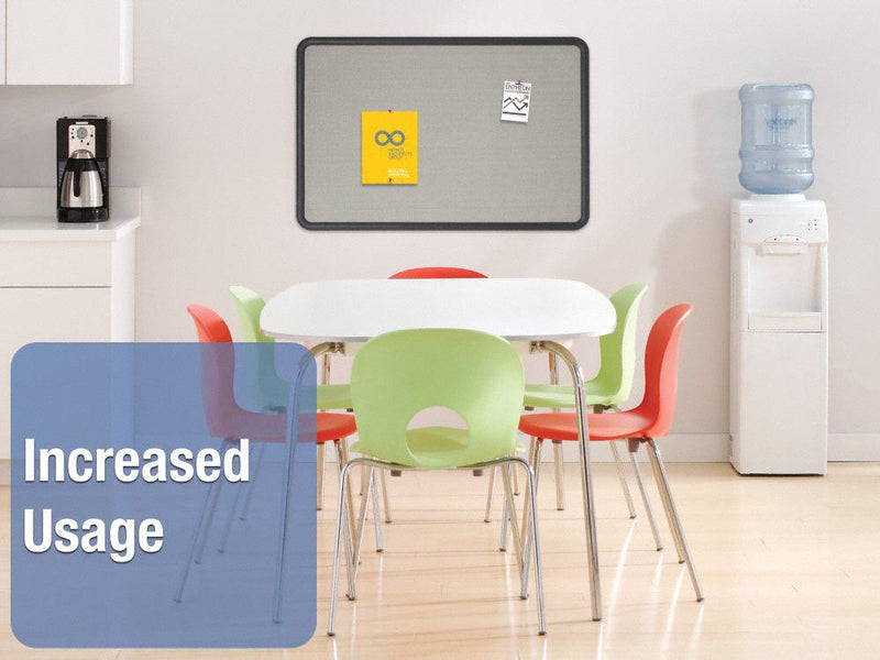 Quartet Push-Pin Bulletin Board, Fabric/Fiberboard, 36"H x 48"W, Gray - 7694G