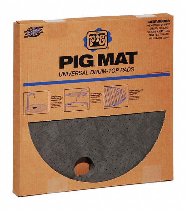 New Pig 22 in dia Drum Top Absorbent Pad, Fluids Absorbed: Universal, Light, 3 gal, 20 PK - 25103