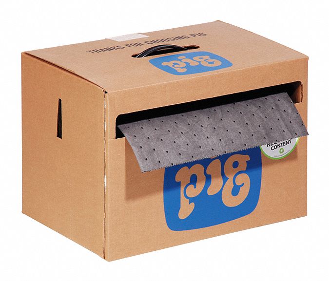 New Pig 75 ft Absorbent Roll, Fluids Absorbed: Universal, Heavy, 9.8 gal, 1 EA - MAT140